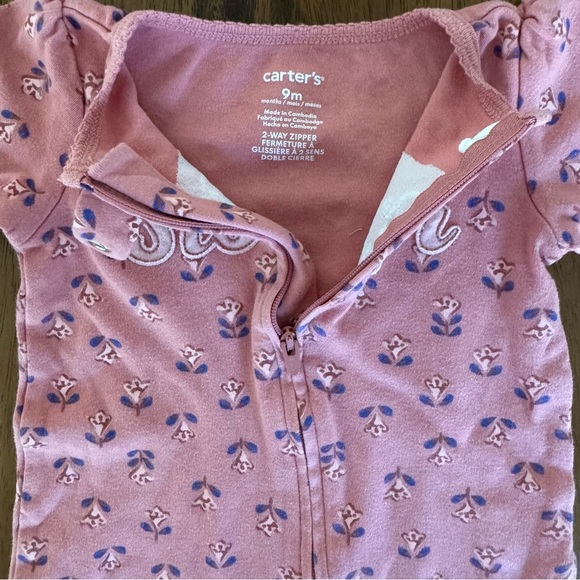 Carter’s Little Sister Pink Floral Baby Girl Footed One Piece Size 9M. - Picture 2 of 4